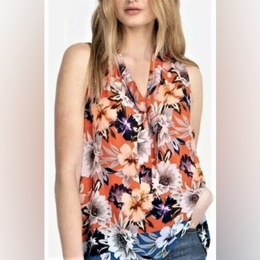 JOHNNY WAS JADE women’s Tie Front Ileana Blouse Sz-Small Multicolor Floral Print